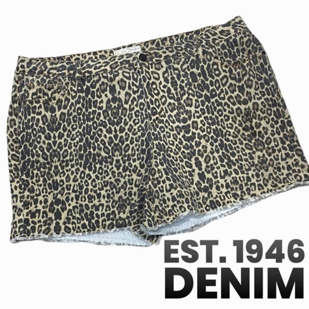 Est. 1946 Denim plus size leopard print shorts 24W